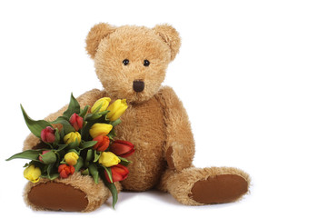 Teddybär mit Blumenstrauss - teddybear with flowers