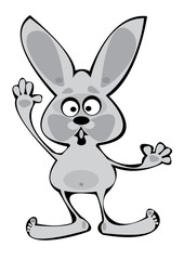 Fototapeta na wymiar vector cartoon gray rabbit isolated on white background
