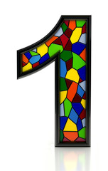 Number 1 symbol with multicolored mosaic tiles