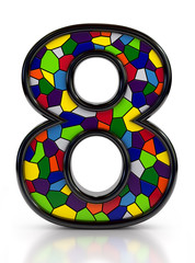 Obraz premium Number 8 symbol with multicolored mosaic tiles