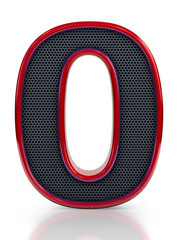 Number 0 symbol with grille mesh inside
