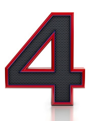 Fototapeta premium Number 4 symbol with grille mesh inside