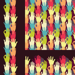 vector set of hands in the crowd seamless pattern backgrounds