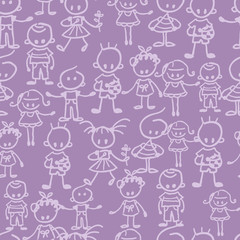 Vector group of children seamless pattern background with hand