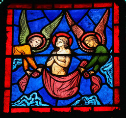 Ascent to Heaven - Saint and two angels