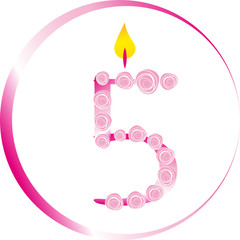 Kerze zum fünften Geburtstag - Kindergeburtstag