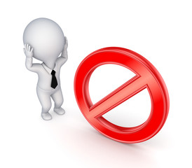 Stressed 3d small person and query mark.