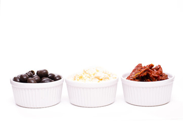 Oliven, Feta und getrocknete Tomaten