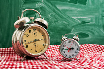 Clock at table