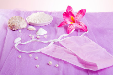 woman purple spa disposable panties for depilation