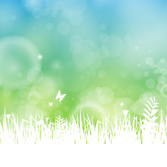 Fototapeta na wymiar Vector Illustration of a Natural Green Background with Grass