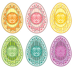 Set of colored Easter eggs.