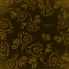 Seamless floral background pattern with gold flowers