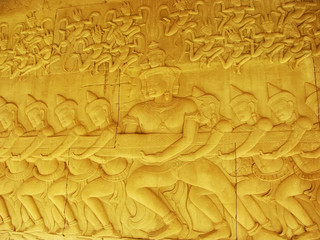 Wall bas-relief, Angkor Wat temple, Siem Reap, Cambodia