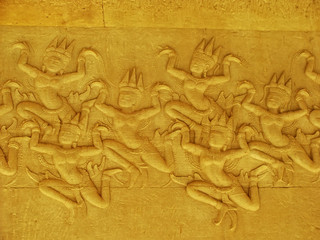 Wall bas-relief, Angkor Wat temple, Siem Reap, Cambodia