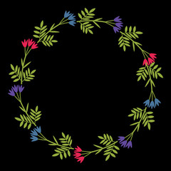 Floral wreath on black background