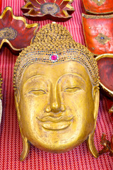 The face of Buddha by engraving from wood