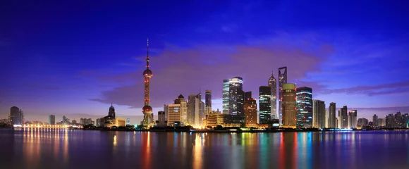 Washable wall murals Shanghai Lujiazui Finance&Trade Zone of Shanghai landmark skyline at dawn