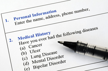 Filling the medical history questionnaire