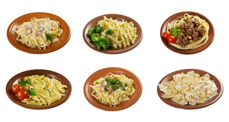 Food set of different  italian pasta.