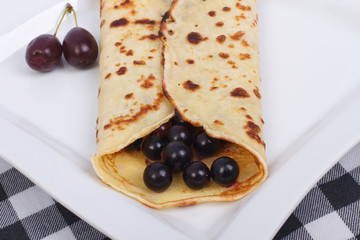Sweet healthy pancake with berries