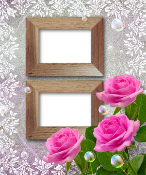 Roses and wooden frame