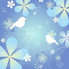 Fototapeta na wymiar Floral Background with birds