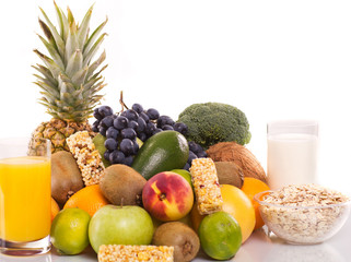 fresh fruit on a white background