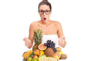 beautiful young woman with fresh fruits