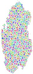 Map of Qatar - Middle East - in a mosaic of blue circles