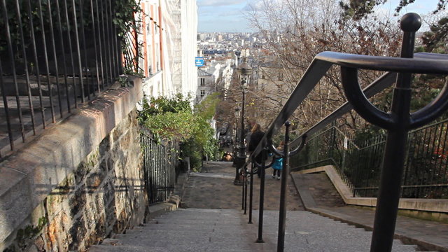 Typical street in Monmartre, Paris.