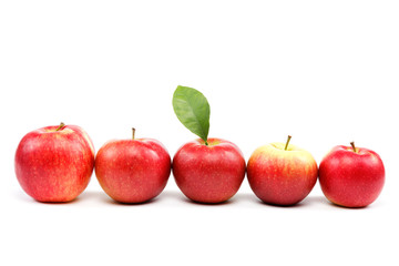 Fresh red apples isolated on white background.