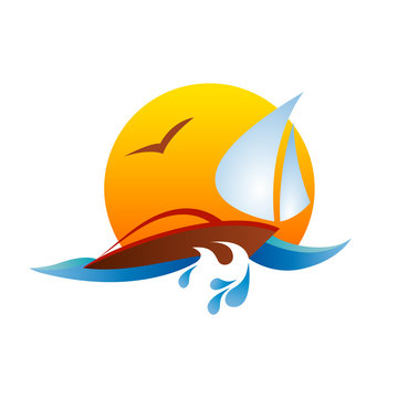Vector Logo seaside holidays, sailing