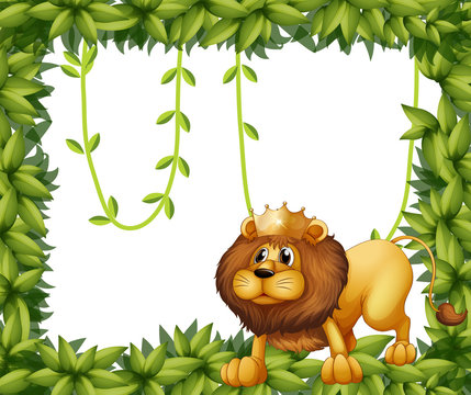 A lion king and the leafy frame