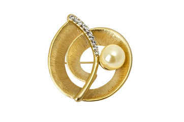 Beautiful jewelry - golden brooch isolated over white - 49641710