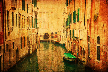 Fototapeta na wymiar Wenecja kanał z nostalgicznym tekstury