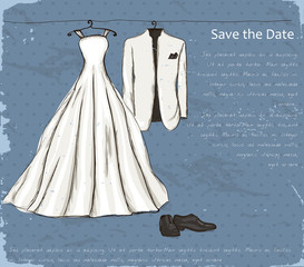 Vintage poster with with a wedding dress. © tari767