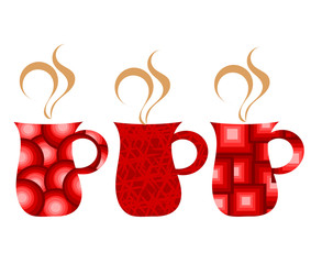 Red mugs set