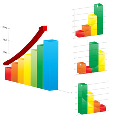 Fototapeta premium Set of 3D shiny graph - vector illustration