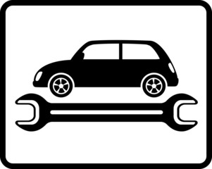 auto service icon with retro car and wrench
