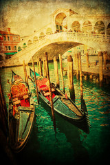 Plakat nostalgiczny widok z mostu Rialto w Wenecji