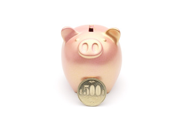 豚の貯金箱　銅　５００円