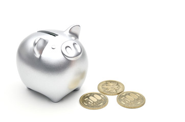 豚の貯金箱　銀　５００円