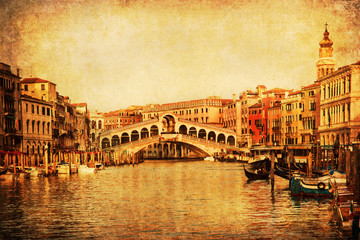 Fototapeta na wymiar nostalgiczny teksturowane widok mostu Rialto w Wenecji