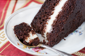 Piece of rich chocolate cake