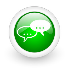 forum green circle glossy web icon on white background