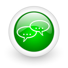 forum green circle glossy web icon on white background