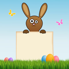 Obraz premium Osterhase mit Schild