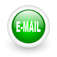 mail green circle glossy web icon on white background