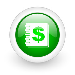 money green circle glossy web icon on white background
